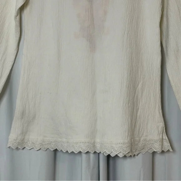 Soft Surroundings Embroidered Tunic Top White Red Pink Size Medium Boho - Picture 10 of 11